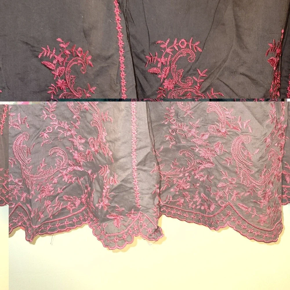 Signature by Robbie Bee Skirt 20W Brown Red Embroidered A Line Midi Plus Size...